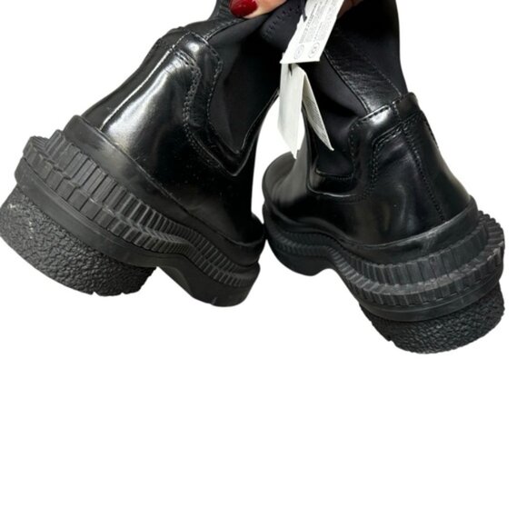 NWT* ZARA Black Leather Traktor Leather Ankle Boots Size 39 Women's 1134/810 - Picture 5 of 6